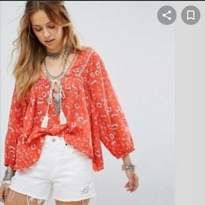 NEW Free People Never A Dull Moment Red Top